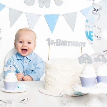 Cake Topper - 1st Birthday - Silver